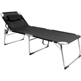 Mojawo XXL Gartenliege Sonnenliege Relaxliege Liege mit Kissen gepolstert klappbar schwarz L200xB70xH45/95cm