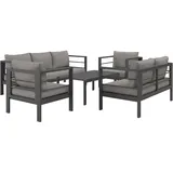 Konifera Gartenlounge-Set KONIFERA "»New Jersey«", schwarz (schwarz, dunkelgrau,), Aluminium, Sitzmöbel-Sets, inkl. Auflagen, Tischplatte aus Nonwood
