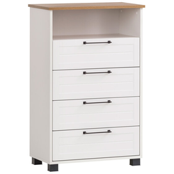 Jelda Highboard 600 mattweiß/Eiche Landhaus