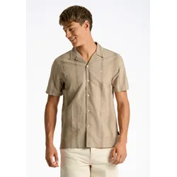 Flanellhemd JUNK DE LUXE "JUNK de LUXE Freizeithemd", Herren, Gr. L, Normalgrößen, beige (sand), Oberstoff: 100% Baumwolle, Kurzarm, Hemden
