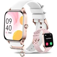 Damen-Smartwatch mit Telefonfunktion über 100 Sportmodi, Schrittzähler, Herzfrequenz, Schlafüberwachung, Bluetooth-Anrufe, Fitness-Tracker - Rosa