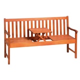 Deuba Casaria Gartenbank Picknick FSC®-zertifiziertes Eukalyptusholz hochklappbarer Tisch