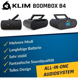 Memorex KLIM Boombox B4 Radio mit CD Player + AM/FM Radio, MP3, Bluetooth, AUX, USB + Mit Fernbedienung, Autosleep, Digital EQ