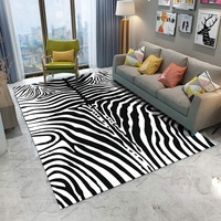 Schwarz Und Weiß Zebra Teppich Wohnzimmer, Teppich Waschbarer rutschfest, teppiche Moderne, Teppich Kinderzimmer, Deko Wohnzimmer Schlafzimmer Carpet, 120 x 170 cm
