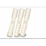 Led-innenleuchte Mit Bewegungsmelder – 3er-pack, 10 Kabellose, Batteriebetriebene Led-schrankleuchten Mit Kleberückseite Für Küchenschränke, Treppenhäuser, Kleiderschränke, Automatische Beleuchtung, W