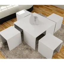 62263 Ausziehbar Couchtisch-Set Weiß 60x40x60 Holz Modern Beistelltisch NEU *