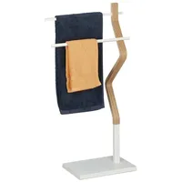 Relaxdays Handtuchhalter stehend Weiß/Hellbraun