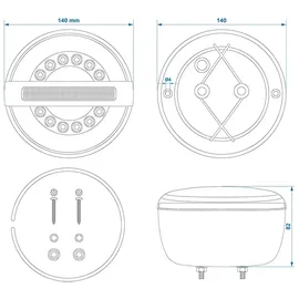 PRO PLUS Rückleuchte 12/24V 3 Funktionen mit Blinklicht, LED, Ø140mm