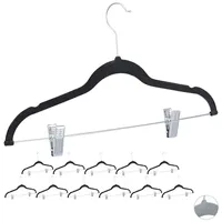 Relaxdays 24 x Samtbügel mit Clips schwarz