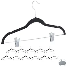 Relaxdays 24 x Samtbügel mit Clips schwarz