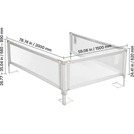 Vevor Bettschutzgitter 3-teilig 68-89 cm