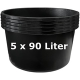 5 x Mörtelkasten Mörtelkübel Maurerkasten Pflanzkübel Mörteleimer Maurereimer (90 l rund)