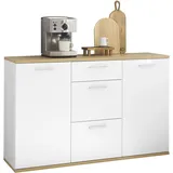HBZ Kommode BC 1035 Sideboard weiß Eiche Artisan Kunststoff, 2 Türen, 3 Schubladen 135x86x38 cm