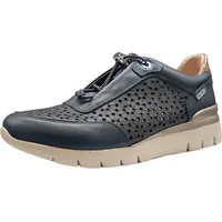 PIKOLINOS für Damen. W4R-6584CP Blaue Lederturnschuhe Cantabria mit Blumenverzierung