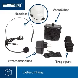 HQ Power Hq-power Tragbarer Sprachverstärker mit Headset und Tragband, 5 W, Schwarz