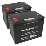 Multipower Blei Akku kompatibel E-mobile E-scooter Kymco 2x 12v 75ah Mp
