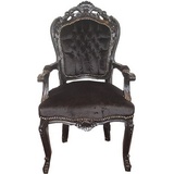 Casa Padrino Esszimmerstuhl Barock Esszimmer Stuhl Schwarz / Schwarz mit Armlehnen