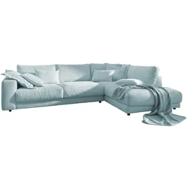 KAWOLA Ecksofa Madeline Cord Recamiere rechts hellblau
