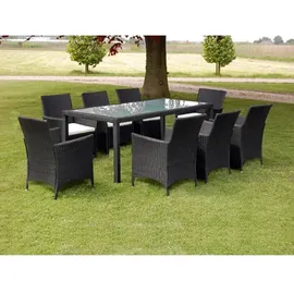 vidaXL Garten-Essgruppe 9-tlg. Tisch 190 x 90 cm schwarz 43118