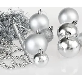 DEUBA Weihnachtskugeln 77er Set mit 77 tlg. Ø Silber