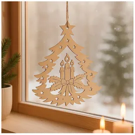 Hti-Living Dekohänger Holz 4er Set Adventskerze beige
