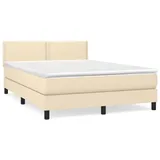 vidaXL Boxspringbett mit Matratze Creme 140x200 cm Stoff