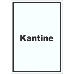 Kantine Aufkleber mit Text essen und trinken hochkant A8 (52x74mm)