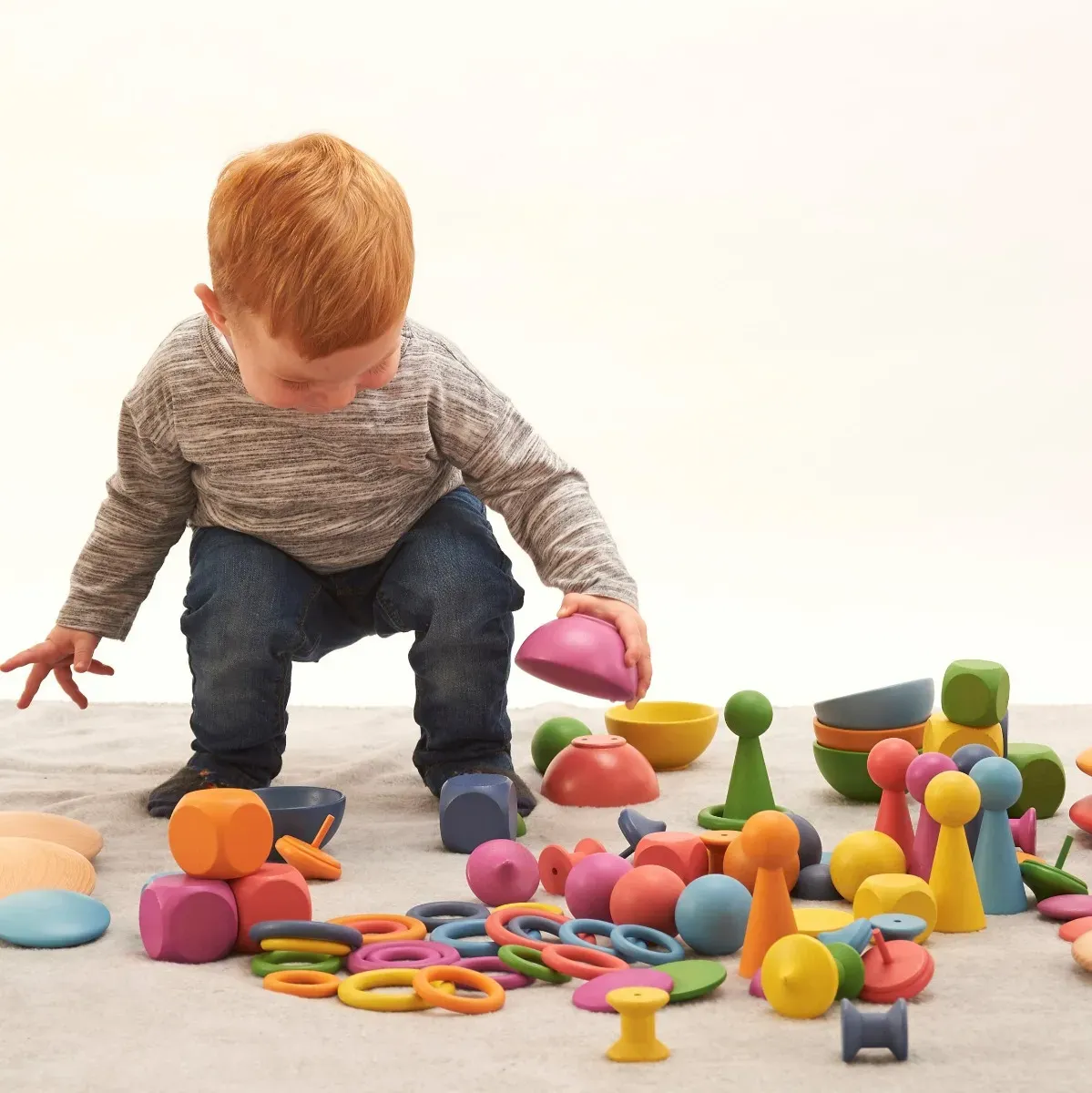 Montessori Regenbogen Holzsortierset 84 Teile - Holz, bunt, grodf - tickitae Lernspielzeug ffcr Babys und Kleinkinder, ff6rdert Feinmotorik