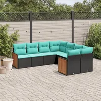 vidaXL Gartensofa-Set 8-tlg. schwarz