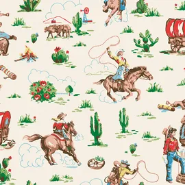 Cath Kidston Vliestapete CATH KIDSTON "Cowgirls", mehrfarbig, B:0,52m H:10m L:10m, Vlies, Tapeten, 10mx52cm (ca. 5m2)