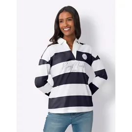 Heine Langarm-Poloshirt in marine-ecru-bedruckt | Gr.: 36