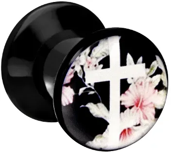 Acryl Plug KREUZ + BLÜTEN