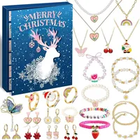 LuxusKollektion Adventskalender Schmuck Teenager Mädchen 2024 Weihnachtskalender Niedliche Schmuckkalender Halskette Armband Ringe Ohrringe