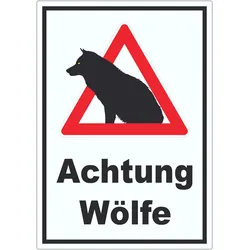Achtung Wölfe Aufkleber A9 (37x52mm)