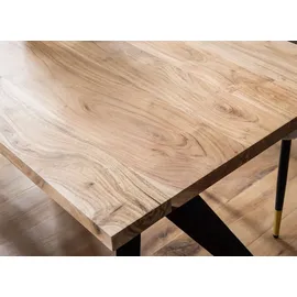 FineBuy Schreibtisch Akazie Massivholz Bürotisch Computertisch Industrial Groß Laptoptisch - Braun