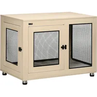 PawHut Hundekäfig mit 2 Türen und waschbarem Kissen Braun 94 x 60 x 71,5 cm