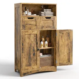 bealife Badezimmerschrank mit 2 Schubladen 60 x 30 x 108 cm Weiß