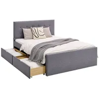 Homestyle4u Bettkasten Bett Schublade 2er Set Bettauszug mit Rollen Grau 1916