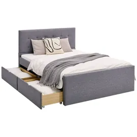 Homestyle4u Bettkasten Bett Schublade 2er Set Bettauszug mit Rollen Grau 1916