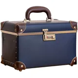 urecity Kosmetikkoffer mit Spiegel Beauty Case Hartschale Vintage Schminkkoffer Leder Kosmetikkoffer Damen mit Zahlenschloss (Blau, Medium (Length: 13"))