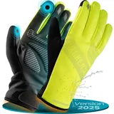 Valkental Fahrradhandschuhe Winterhandschuhe & Übergangshandschuhe mit Touchscreen Funktion atmungsaktiv, winddicht & wasserdicht gelb XL