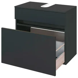 WELLTIME Waschbeckenunterschrank WELLTIME "Baabe", grau (graphitfarben), B:60cm H:55cm T:35cm, Holzwerkstoff, Schränke, Waschbeckenunterschrank, Badmöbel Breite 60 cm, hängende Montage