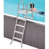 Oberirdische Poolleiter 250kg, 4 Stufen Edelstahl Poolleiter für 135cm Oberirdischen Pool, Doppelseitige Poolleiter Pooltreppe mit abnehmbaren Poolstufen