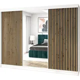A&J MöbelLand Schiebetürenschrank FARA 200 x 215 x 59,5 cm Weiß/Schwarz