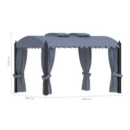 vidaXL Pavillon mit Vorhängen 3 x 4 m anthrazit