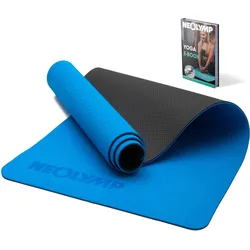 Yogamatte Blau – Rutschfeste Sportmatte, Pilattesmate mit Tragegurt 183 CM