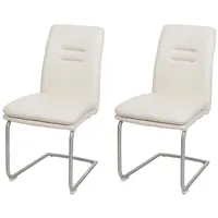 Mendler 2er-Set Esszimmerstuhl HWC-H70, Küchenstuhl Freischwinger Stuhl, Stoff/Textil Edelstahl