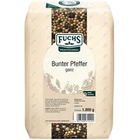 Fuchs Professional - Bunter Pfeffer ganz | Ungemahlenes Universalgewürz, zum Nachfüllen von Pfeffermühlen | Profi-Qualität für Großverbraucher und Gastronomie | 1 kg im recyclebaren Beutel