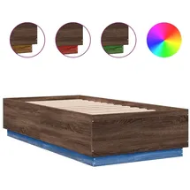 vidaXL Bettgestell mit LED Braun Eichen-Optik 90x190 cm Holzwerkstoff