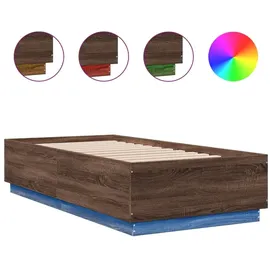 vidaXL Bettgestell mit LED Braun Eichen-Optik 90x190 cm Holzwerkstoff